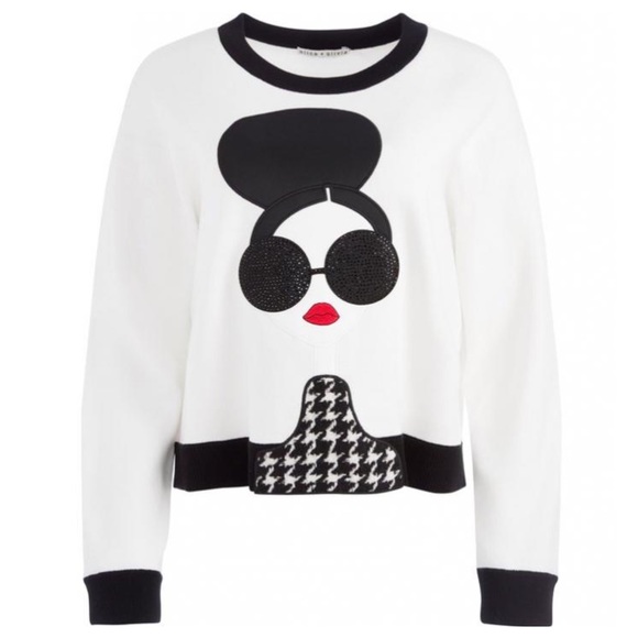 🛍 SOLD- ALICE + OLIVIA Gleeson Stace Face Pullover Sweater - Picture 7 of 15